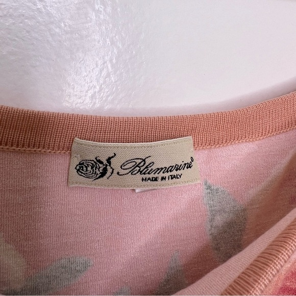 BLUMARINE Floral Pink Rose Appliqué Long Sleeve Top - Picture 3 of 7